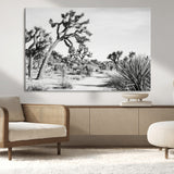88164251-MGV-CV-36X24-Joshua Tree Wall Art Canvas Print, Framed Desert Path Art Picture Print, Monochrome Desert Perfect Minimalist Desert Decor Artwork
