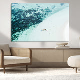 33764764-MGV-CV-36X24-Minimal Beach Wall Art Canvas Print, Framed Ocean Swimming Art Picture Print, Clear Ocean Perfect Minimal Coastal Decor Artwork