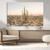 76234974-MGV-CV-36X24-Desert Cactus Wall Art Canvas Print, Framed Baja Desert Art Picture Print, Pastel Desert Perfect Southwestern Boho Decor Artwork