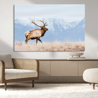 96024025-MGV-CV-36X24-Elk Photography Wall Art Canvas Print, Framed Mountain Wildlife Art Picture Print, Rustic Lodge Decor Perfect Rustic Lodge Decor