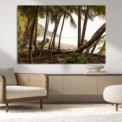 92093951-MGV-CV-36X24-Tropical Jungle Wall Art Canvas Print, Framed Palm Tree Forest Art Picture Print, Coastal Escape Perfect Jungle Retreat Decor