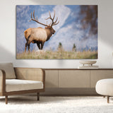 26365841-MGV-CV-36X24-Mountain Elk Art Wall Art Canvas Print, Framed Rustic Wildlife Print Art Picture Print, Lodge Style Decor Perfect Rustic Lodge