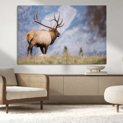 26365841-MGV-CV-36X24-Mountain Elk Art Wall Art Canvas Print, Framed Rustic Wildlife Print Art Picture Print, Lodge Style Decor Perfect Rustic Lodge