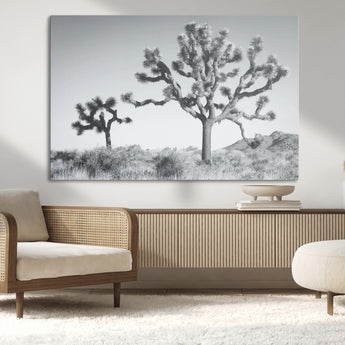 29996209-MGV-CV-36X24-Joshua Tree Art Wall Art Canvas Print, Framed Black White Landscape Art Picture Print, Desert Tree Decor Perfect Southwestern Boho