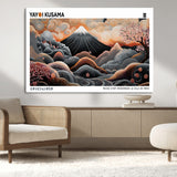 63125329-MGV-CV-36X24-Japanese Mt Fuji Wall Art – Surreal Ukiyo e Style Cherry Blossom Poster, Swirling Cloud Landscape Print, Modern Oriental Asian