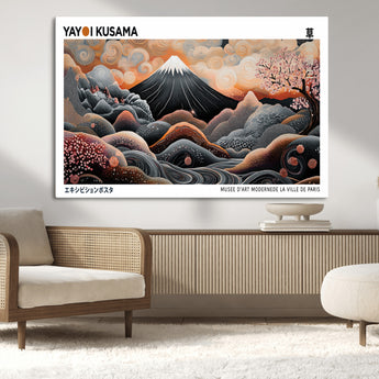 63125329-MGV-CV-36X24-Japanese Mt Fuji Wall Art – Surreal Ukiyo e Style Cherry Blossom Poster, Swirling Cloud Landscape Print, Modern Oriental Asian