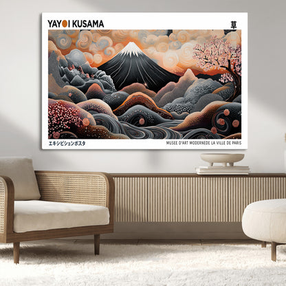 63125329-MGV-CV-36X24-Japanese Mt Fuji Wall Art – Surreal Ukiyo e Style Cherry Blossom Poster, Swirling Cloud Landscape Print, Modern Oriental Asian