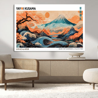 88785870-MGV-CV-36X24-Japanese Great Wave & Mt Fuji Wall Art – Ukiyo e Style Landscape Print with Flowing River, Autumn Mountain Poster, Oriental Asian