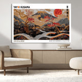 85375874-MGV-CV-36X24-Mount Fuji Abstract Wall Art – Japanese Landscape Canvas Print, Cherry Blossom & Red Sun Painting, Elegant Modern Zen Asian Home