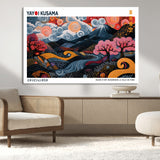 43879290-MGV-CV-36X24-Japanese Abstract Wall Art – Mount Fuji Cherry Blossom Canvas Print, Modern Asian Inspired Landscape Decor for Living Room,