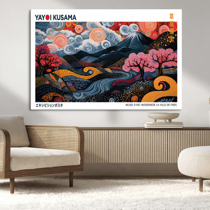 43879290-MGV-CV-36X24-Japanese Abstract Wall Art – Mount Fuji Cherry Blossom Canvas Print, Modern Asian Inspired Landscape Decor for Living Room,