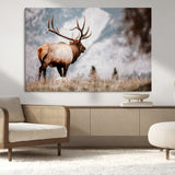 70489411-MGV-CV-36X24-Elk Photography Wall Art Canvas Print, Framed Mountain Wildlife Art Picture Print, Rustic Nature Decor Perfect Rustic Lodge Decor