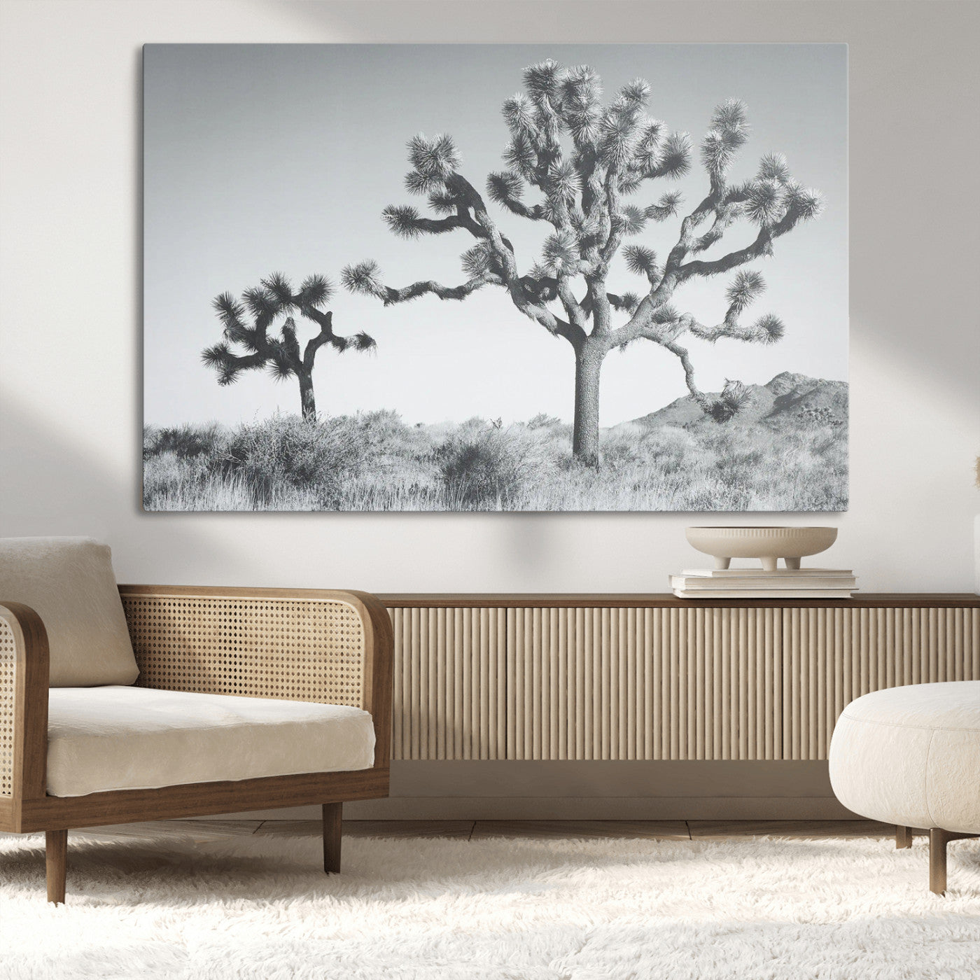 58647785-MGV-CV-36X24-Calm Earthy Aesthetic Wall Art Canvas Print, Framed Arid Terrain Decor Art Picture Print, Joshua Tree Perfect Rustic Minimalist