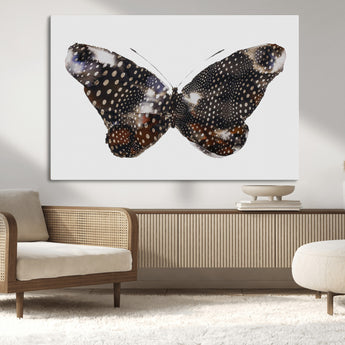 99831147-MGV-CV-36X24-Spotted Butterfly Wall Art Canvas Print, Framed Neutral Insect Theme Art Picture Print, Earthy Wing Pattern Perfect Modern Rustic