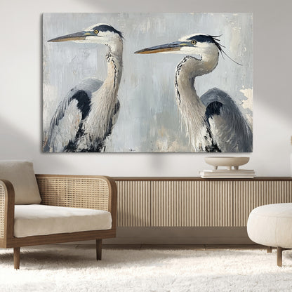 19427826-MGV-CV-36X24-Bird Canvas Decor Wall Art Canvas Print, Framed Coastal Bird Pair Art Picture Print, Minimalist Wildlife Wall Perfect Coastal