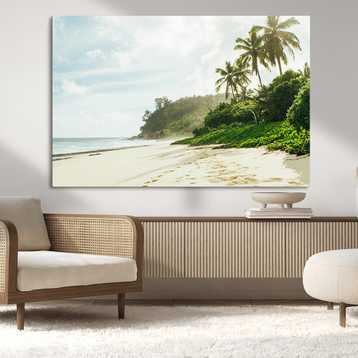 42984524-MGV-CV-36X24-Relaxing Beach Wall Art Canvas Print, Framed Ocean View Art Picture Print, Coastal Serenity Perfect Tropical Coastal Decor Artwork