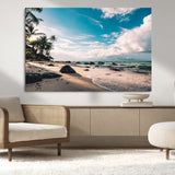 95301406-MGV-CV-36X24-Tropical Beach Wall Art Canvas Print, Framed Ocean Waves Art Picture Print, Relazxing Seascape Perfect Tropical Coastal Decor
