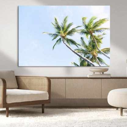 54719115-MGV-CV-36X24-Palm Trees Wall Art Canvas Print, Framed Tropical Aesthetic Art Picture Print, Coastal Serenity Perfect Tropical Minimalist Decor
