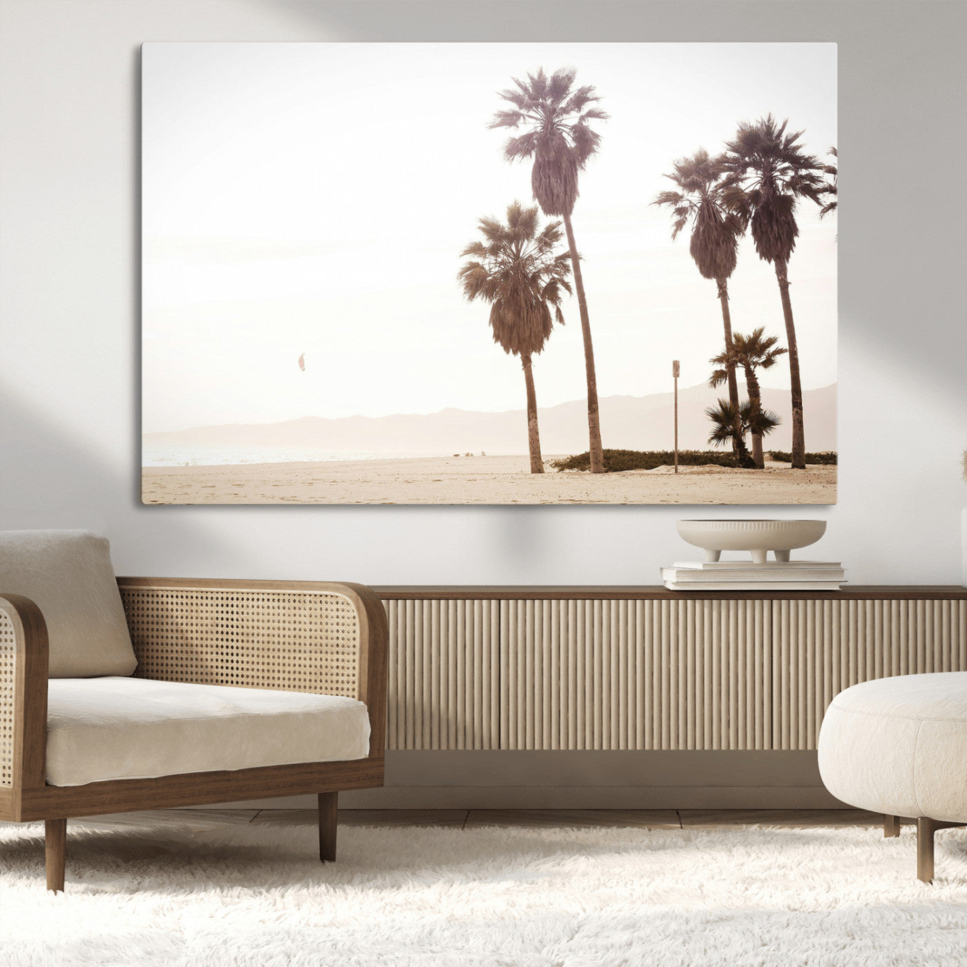 48255923-MGV-CV-36X24-Coastal Light Wall Art Canvas Print, Framed Relaxing Shoreline Art Picture Print, Minimalist Ocean Perfect Tropical Serenity Decor