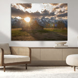 52555760-MGV-CV-36X24-Snowy Peaks Wall Art Canvas Print, Framed Nature Escape Art Picture Print, Rustic Charm Perfect Rustic Western Decor Artwork