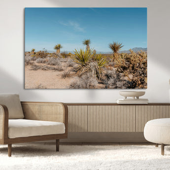 35156165-MGV-CV-36X24-Joshua Tree Wall Art Canvas Print, Framed Desert Landscape Art Picture Print, Warm Earth Tones Perfect Southwestern Minimalist