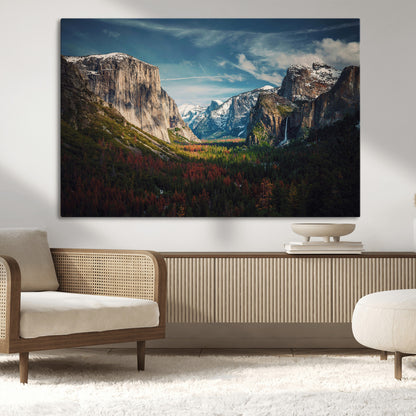 15244033-MGV-CV-36X24-Yosemite National Wall Art Canvas Print, Framed Mountain Landscape Art Picture Print, El Capitan Perfect Rustic Farmhouse Decor