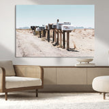 54616109-MGV-CV-36X24-Desert Mailboxes Wall Art – Rustic Rural Roadside Photography Canvas Print, American Southwest Landscape Home Decor for Living