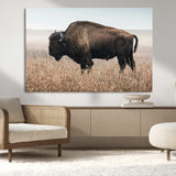 69909079-MGV-CV-36X24-Bison Wall Art – Majestic Buffalo Canvas Print in Prairie Grasslands, Rustic Western Animal Painting, Farmhouse Ranch Decor for