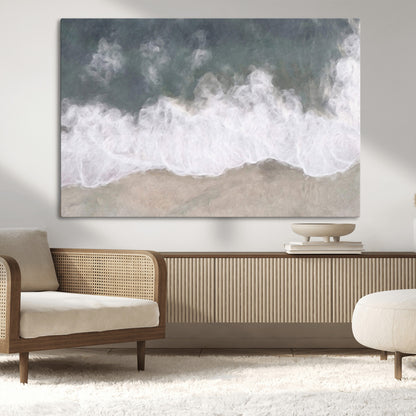 10072982-MGV-CV-36X24-Abstract Ocean Wave Wall Art – Coastal Beach Canvas Print, Minimalist Seascape Painting, Modern Ocean Inspired Artwork for Living