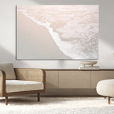 28414510-MGV-CV-36X24-Ocean Shoreline Wall Art – Minimal Coastal Beach Canvas Print, Soft Sea Foam and Sand Photography Artwork, Relaxing Nautical Decor