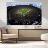 14387817-MGV-CV-36X24-Lambeau Field Stadium Wall Art – Green Bay Packers Game Day Canvas Print with Fireworks and Crowd – NFL Football Fan Man Cave