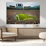96617112-MGV-CV-36X24-Lambeau Field Wall Art – Green Bay Packers NFL Football Stadium Canvas Print – Game Day Crowd Sports Decor for Man Cave, Bar, or