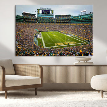 96617112-MGV-CV-36X24-Lambeau Field Wall Art – Green Bay Packers NFL Football Stadium Canvas Print – Game Day Crowd Sports Decor for Man Cave, Bar, or
