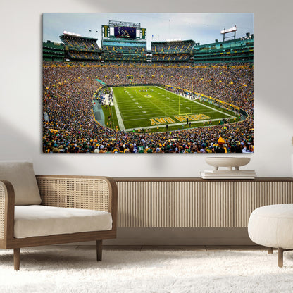 96617112-MGV-CV-36X24-Lambeau Field Wall Art – Green Bay Packers NFL Football Stadium Canvas Print – Game Day Crowd Sports Decor for Man Cave, Bar, or