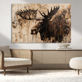 83505059-MGV-CV-36X24-Majestic Moose Wall Art – Rustic Animal Canvas Painting – Wilderness Wildlife Decor with Earthy Tones for Cabin, Lodge, Farmhouse,