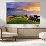 39644075-MGV-CV-36X24-Golf Course Wall Art – Coastal Sunset Canvas Print, Scenic Oceanfront Fairway Landscape Decor for Office, Man Cave, or Living Room
