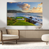 50107048-MGV-CV-36X24-Golf Course Wall Art – Coastal Ocean View Canvas Print, Scenic Fairway Landscape Decor for Office, Man Cave, Bedroom, or Living