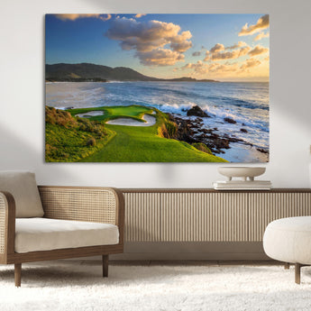 50107048-MGV-CV-36X24-Golf Course Wall Art – Coastal Ocean View Canvas Print, Scenic Fairway Landscape Decor for Office, Man Cave, Bedroom, or Living