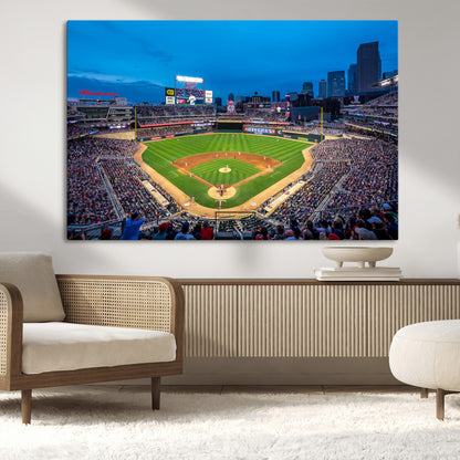 77273035-MGV-CV-36X24-Baseball Stadium Wall Art – Panoramic Evening Game Canvas Print, Sports Fan Decor for Man Cave, Office, Bar, or Living Room