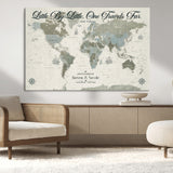 10693204-MGV-CV-36X24-Little By Little One Travels Far Tolkien Quote Blue Green World Map Adventure Wall Art Canvas Print Rustic Wanderlust Travel Decor