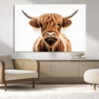637908607-MGV-FC-93X47-3P_Black-Highland Cow Wall Art Print – Rustic Farmhouse Animal Portrait, Scottish Highland Cattle Canvas, Modern Country Wall Decor for
