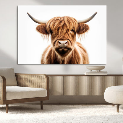 637908607-MGV-FC-93X47-3P_Black-Highland Cow Wall Art Print – Rustic Farmhouse Animal Portrait, Scottish Highland Cattle Canvas, Modern Country Wall Decor for