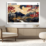 28945903-MGV-CV-36X24-Japanese Wall Art – Mount Fuji Canvas Print with Cherry Blossoms and Golden Wave Motifs, Traditional Asian Inspired Artwork for