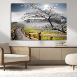 34632598CRY-MGV-CV-36X24-Sakura Cherry Blossom Pathway Canvas Wall Art – Tranquil Walk Through Blossoming Nature – Ready to Hang