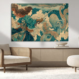 37943964-MGV-CV-36X24-Tsukioka Yoshitoshi Samurai Wall Art Print, Japanese Katana Warrior Canvas Wall Art, Octopus Sea Monster Canvas Print,