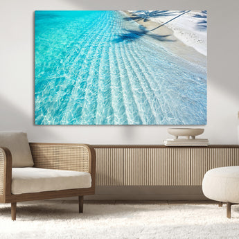 68127042-MGV-CV-36X24-Beach Wall Art – Tropical Ocean Canvas Print, Clear Water and White Sand Photography Decor for Bedroom, Living Room, Office,