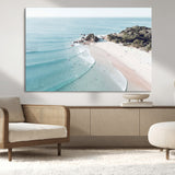 79395467-MGV-CV-36X24-Coastal Wall Art – Aerial Beach Canvas Print, Ocean Waves and Sandy Shore Photography Decor for Bedroom, Living Room, Office,