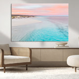 41613614-MGV-CV-36X24-Beach Sunset Wall Art – Pastel Ocean Canvas Print, Turquoise Water and Pink Sky Photography Decor for Bedroom, Living Room, Office