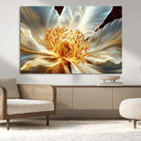 20862576-MGV-CV-36X24-Golden Abstract Flower Canvas Wall Art – Modern Botanical Bloom Print, Elegant Floral Artwork for Living Room, Bedroom, Office