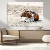 89096667-MGV-CV-36X24-Texas Longhorn Wall Art – Rustic Western Canvas Print, Cattle Photography Decor for Ranch House, Living Room, Office, Man Cave